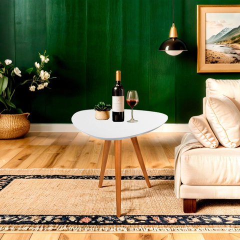 Mesa Lateral Laca Orgânico Líbano 60x70 Branco 100% MDF