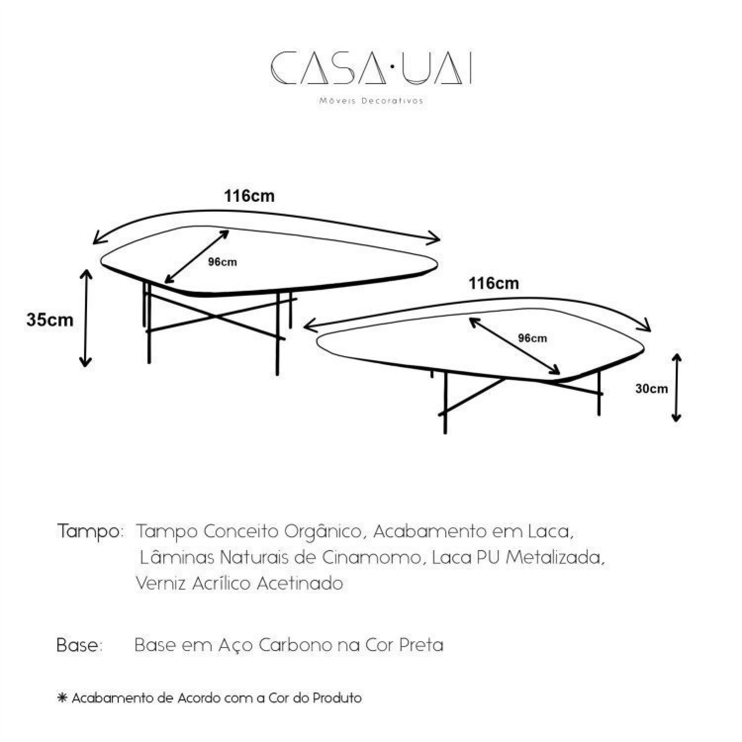 Conjunto Mesa de Centro Capri Formato Orgânico - 6