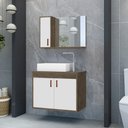 Ver imagem 1 de Gabinete para Banheiro com Cuba de Sobrepor e Espelheira 60cm Clean Branco/Avelato