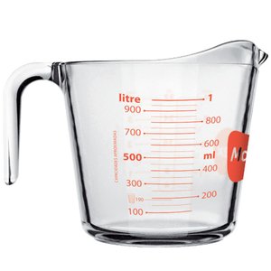 Jarra Medidora de Vidro 1l Marinex Jarro de Medição com Alça e Bico Direcionador