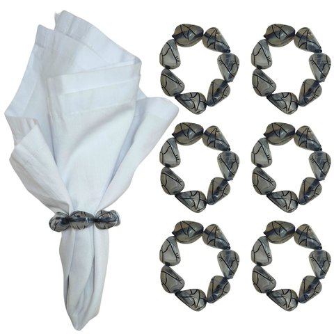 Kit 4 de Argolas de Guardanapo Halloween Neurônios Cinza Preto