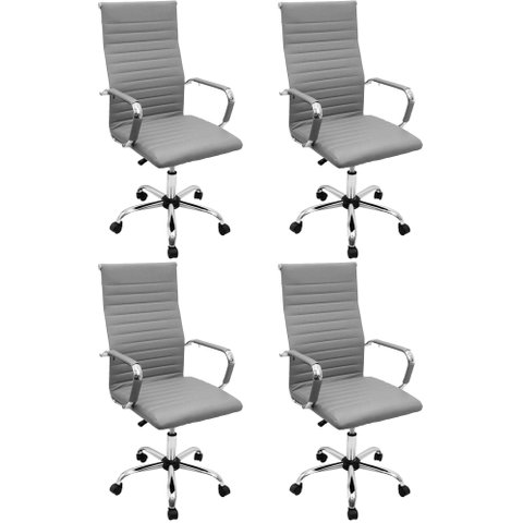 Kit 4 Cadeira Eames Esteirinha Presidente Escritório Alta 