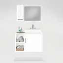 Ver imagem 2 de Conjunto Gabinete para Banheiro Suspenso com Cuba de Sobrepor e Espelheira 60cm Dublin Branco