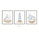 Ver imagem 3 de Kit 3 Quadros Decorativos Infantil | Fundo do Mar - Oceano Love NO2 - 30x40 - Moldura Madeira