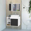 Ver imagem 1 de Conjunto Gabinete para Banheiro com Cuba de Sobrepor e Espelheira 60cm Dublin Branco/Preto
