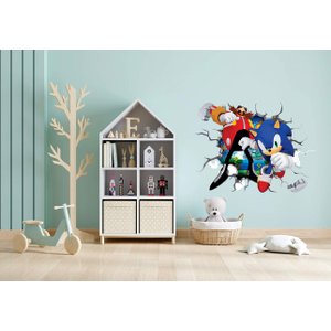 Adesivo de Parede Sonic e Dr Eggman:65 X 49 Cm