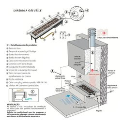 Lareira a Gás de Embutir Stile 70 Cm em Aço Inox - Jx Metais Tipo de Gás Gn (gás Natural) - 5