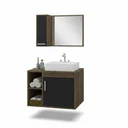 Ver imagem 2 de Conjunto Gabinete para Banheiro com Cuba de Sobrepor e Espelheira 60cm Dublin Preto/Avelato
