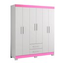 Ver imagem 4 de Roupeiro 6 Portas com 2 Gavetas Nt 5130 com Pé Flex Branco/New/Rosa