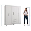 Ver mais imagens de Roupeiro 6 Portas com 2 Gavetas Nt 5130 com Pé Flex Branco/New/Rosa