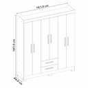 Ver imagem 7 de Roupeiro 6 Portas com 2 Gavetas Nt 5130 com Pé Flex Branco/New/Rosa