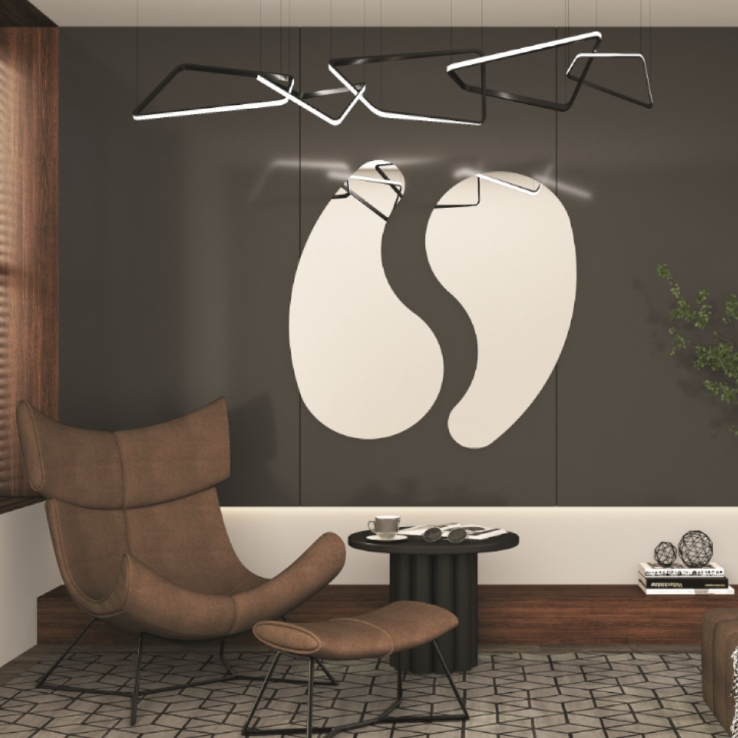 Conjunto Espelho Organico Vitoria 60x110 Cm - 1