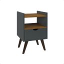 Ver imagem 4 de Mesa de Cabeceira 1 Gaveta e 1 Nicho Pés Retrô - Cinza/freijó