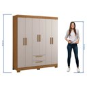Ver imagem 5 de Roupeiro 6 Portas com 2 Gavetas Nt 5130 com Pé Flex Laranja/Freijó Trend/Off White
