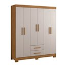 Ver imagem 2 de Roupeiro 6 Portas com 2 Gavetas Nt 5130 com Pé Flex Laranja/Freijó Trend/Off White