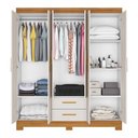 Ver imagem 4 de Roupeiro 6 Portas com 2 Gavetas Nt 5130 com Pé Flex Laranja/Freijó Trend/Off White