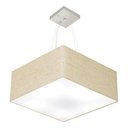 Ver imagem 3 de Lustre Pendente Quadrado Md-4006 Cúpula em Tecido 21/50x50cm Rustico Bege - Bivolt