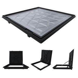 Tampa Piscina Casa Máquina 90x90 Articulada Rebaixada Preta