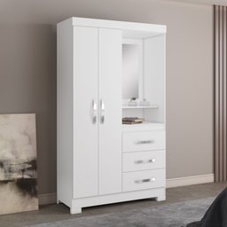 Guarda-roupa Nt 5170 Capelinha Solteiro com Espelho e 3 Gavetas - 1