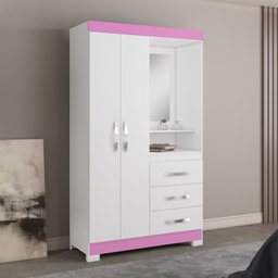 Guarda-roupa Nt 5170 Capelinha Solteiro com Espelho e 3 Gavetas - 7