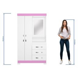 Guarda-roupa Nt 5170 Capelinha Solteiro com Espelho e 3 Gavetas - 11