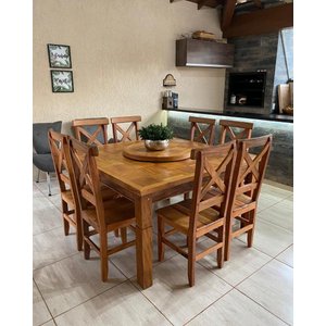 Mesa Quadrada Marchetada com Prato Giratório (apenas a Mesa)