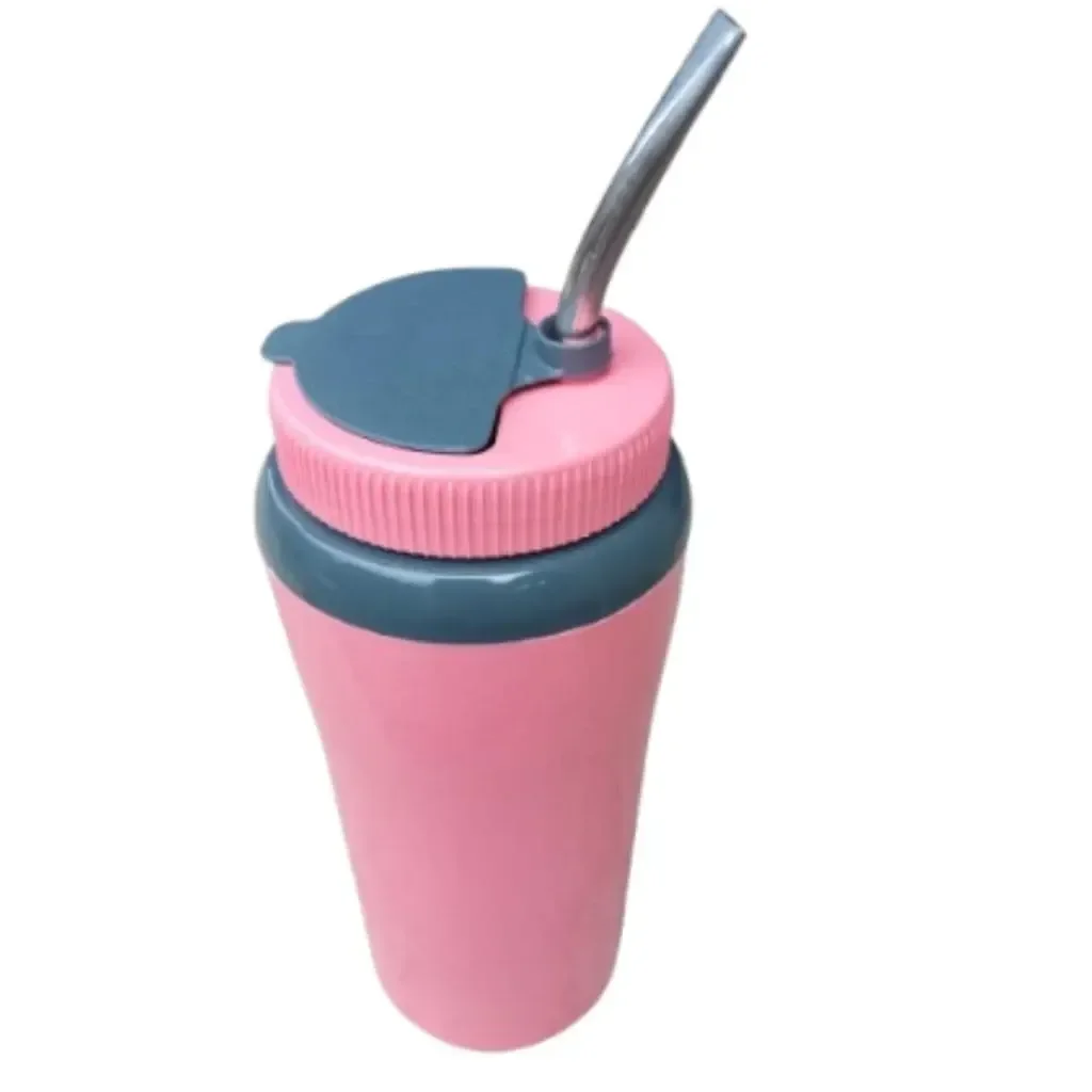 Copo Térmico Tererê 650ml Parede Dupla Tampa e Bomba Inox:rosa