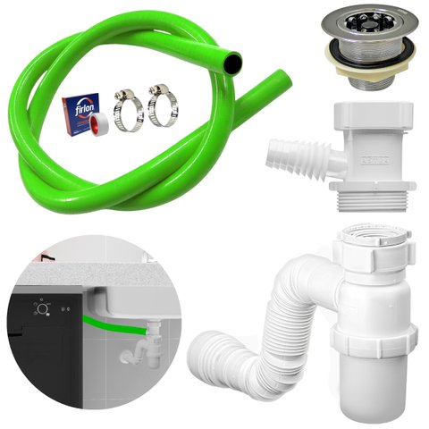 Adaptador para Máquina de Lavar Louça + Mangueira + Válvula Americana + Sifão Copo Universal + Abraç