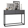 Aparador Buffet para Hall de Entrada Pequeno Eros 90cm Moderno 2 Gavetas Espaçosas Cinza Fosco - 1