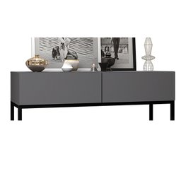 Aparador Buffet para Hall de Entrada Pequeno Eros 90cm Moderno 2 Gavetas Espaçosas Cinza Fosco - 5