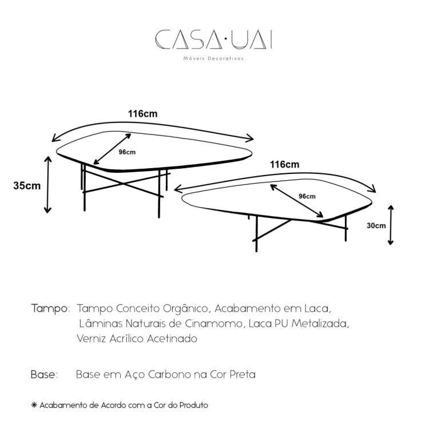 Conjunto Mesa de Centro Capri Formato Orgânico - 5