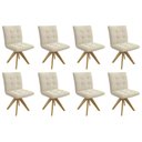Ver imagem 1 de Kit 8 Cadeiras Sala Jantar Nice 1c001ca Premium Madeira Maciça 8 Un Carvalho/linho Bege Argila -