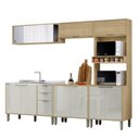 Ver imagem 3 de Cozinha Modulada Glória 5 Peças com Aéreo 1200 Portas Deslizantes e Torre 2 Fornos Bege/Castanho/Off White