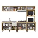 Ver imagem 2 de Cozinha Modulada Glória 5 Peças com Aéreo 1200 Portas Deslizantes e Torre 2 Fornos Bege/Castanho/Off White