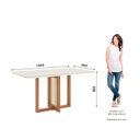 Ver imagem 4 de Conjunto Sala de Jantar Érika Mesa 160 cm Canto Arredondado com Vidro 6 Cadeiras Espresso Móveis Off White/Nature/Linho