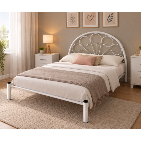 Cama Casal 1,40 Tubular Ferro e Aço Sheila/Branco