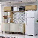 Ver imagem 1 de Cozinha Modulada Glória 4 Peças com Aéreo 1200 Portas Deslizantes e Torre 2 Fornos Bege/Castanho/Off White