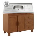 Ver imagem 1 de Balcão de Cozinha com Pia 120cm 3 Gavetas Giana Castanho F07 - Mpozenato