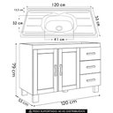 Ver imagem 4 de Balcão de Cozinha com Pia 120cm 3 Gavetas Giana Castanho F07 - Mpozenato