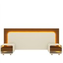 Ver imagem 3 de Cabeceira Box Casal com 2 Mesas de Cabeceira com Led Innova 100% MDF