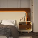 Ver imagem 7 de Cabeceira Box Casal com 2 Mesas de Cabeceira com Led Innova 100% MDF