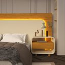 Ver mais imagens de Cabeceira Box Casal com 2 Mesas de Cabeceira com LED Innova 100% MDF Branco