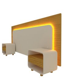 Cabeceira Box Casal com 2 Mesas de Cabeceira com Led Innova 100% MDF - 10