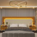 Ver imagem 1 de Cabeceira Box Casal com 2 Mesas de Cabeceira com LED Innova 100% MDF Branco