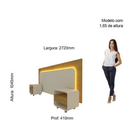 Cabeceira Box Casal com 2 Mesas de Cabeceira com Led Innova 100% MDF - 5