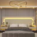 Ver imagem 1 de Cabeceira Box Casal com 2 Mesas de Cabeceira com LED Innova 100% MDF Branco