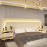 Cabeceira Box Casal com 2 Mesas de Cabeceira com Led Innova 100% MDF - 2