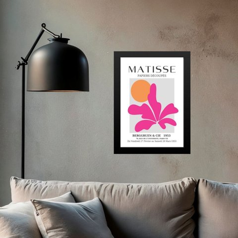 Quadro Decorativo Matisse - Flor Rosa 24x18cm:moldura Preta