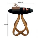 Ver imagem 2 de Mesa Lateral Bela Alice Redonda MDF Vidro Base Madeira 60cm Preto Decoraper