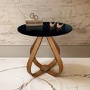 Ver imagem 1 de Mesa Lateral Bela Alice Redonda MDF Vidro Base Madeira 60cm Preto Decoraper
